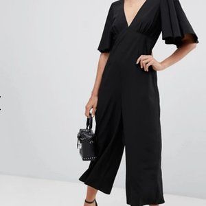ASOS DESIGN Black tea jumpsuit w/ flutter sleeves